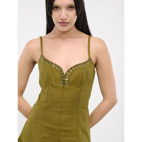 Ludovic de Saint Sernin Easy Cleavage Dress in Olive Green Medium New Womens - Picture 13 of 16